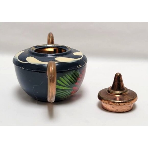 Vintage Miniature Copper Enamel Hand Painted Metal Teapot Floral Design - Picture 5 of 9